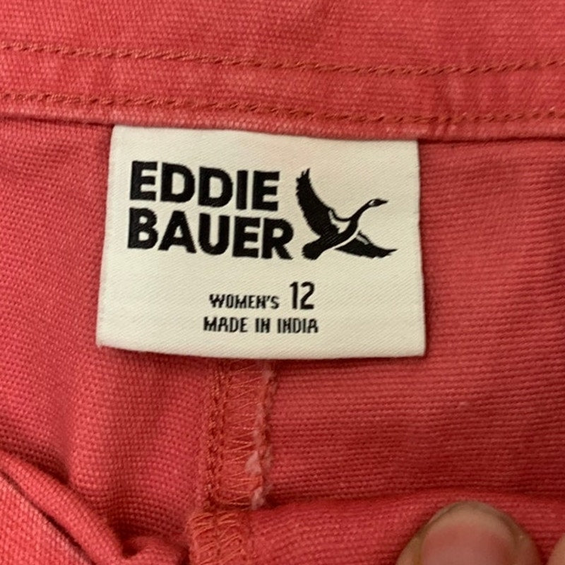 New Eddie Bauer Womens Size 12 Raspberry Pink Cotton Utility Canvas Shorts