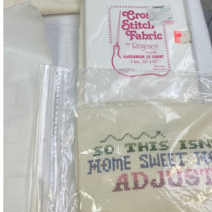 Lot of 5+ Counted Cross Stitch Started Projects Aida Cloth Craft Supplies