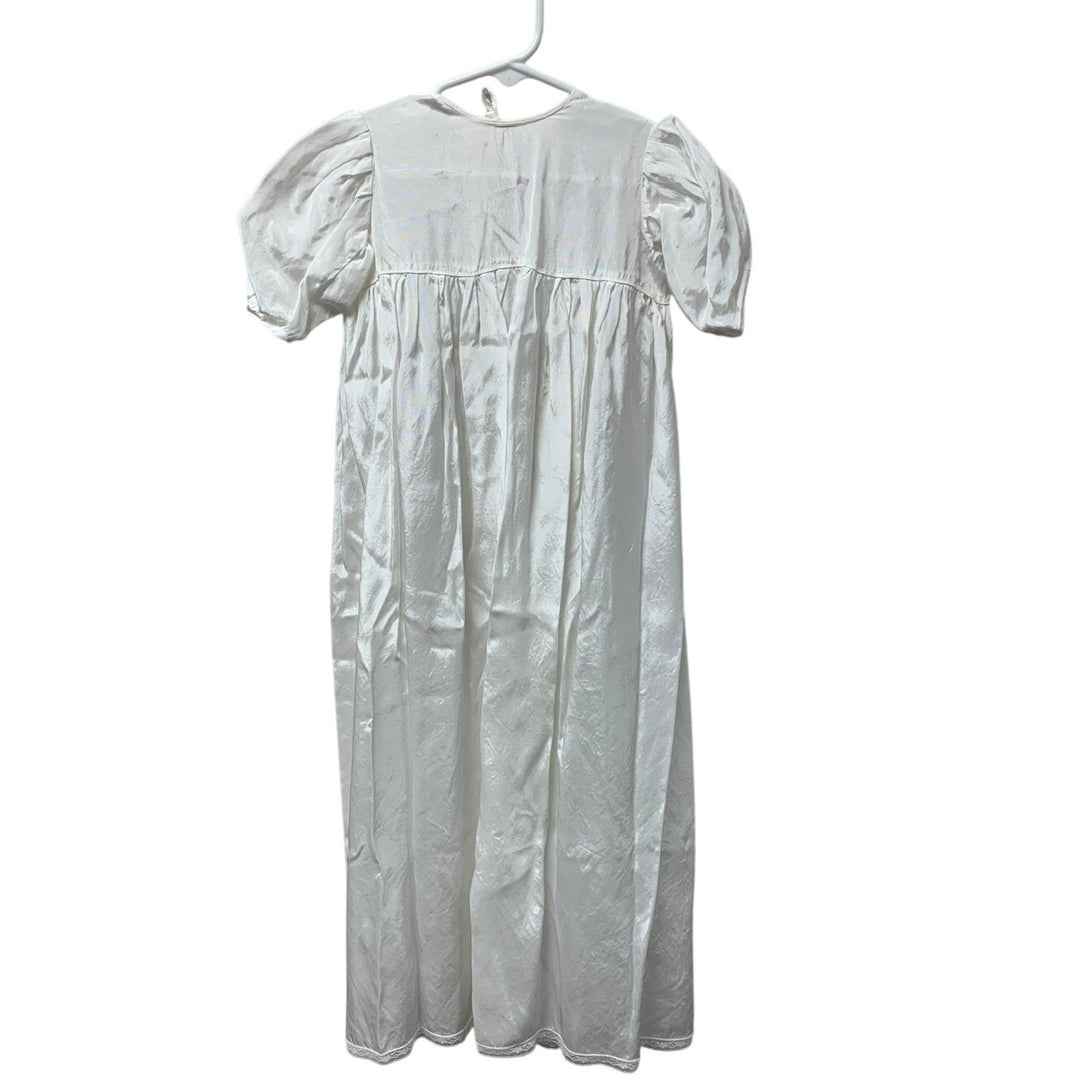 Vintage Handmade Baby Christening Baptism Lace Gown Blue Bow w Overlay Jacket