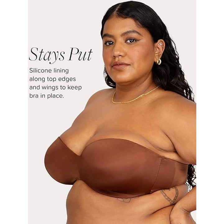 New Curvy Couture Womens 42G Mocha Brown Strapless 5-Hook Convertible Bra