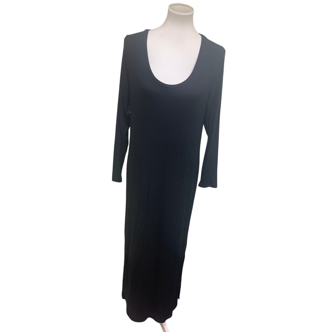 New On 34th Womens Large Stretchy Long Sleeve Scoop Neck Rayon Spandex Dress