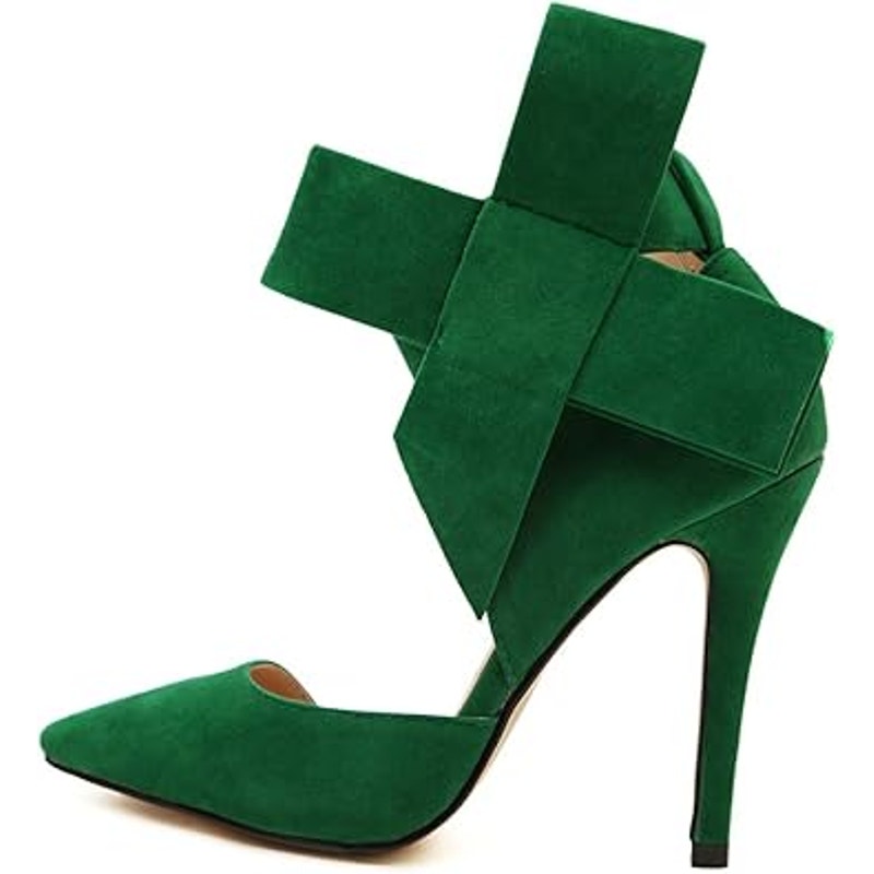 Maiernisi Jessi Womens 9.5 Kelly Green Faux Suede 4.5" Closed Toe Bow Pump Shoes