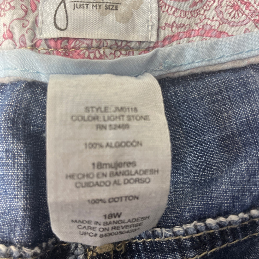 JMS Womens Size 18W 100% Cotton Roll Up Leg Lightweight Denim Blue Jeans
