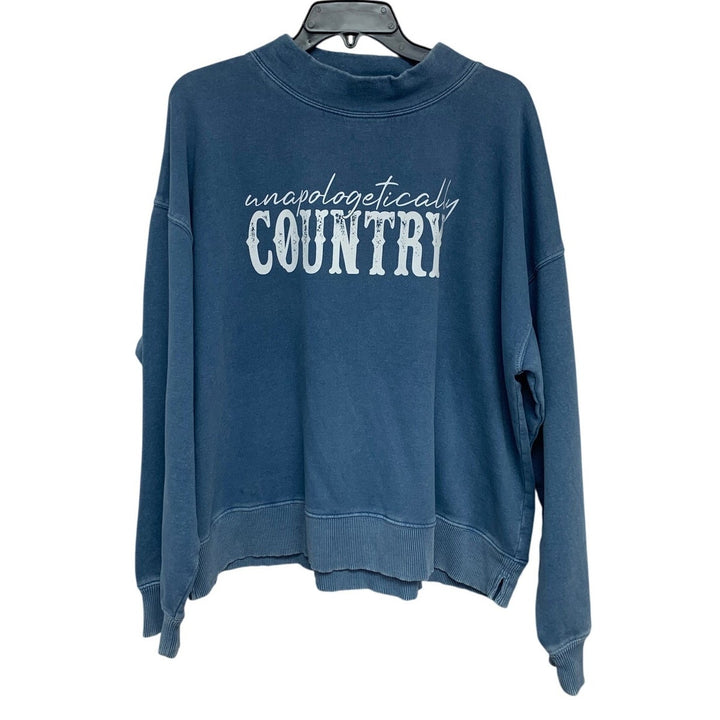 New Handprinted Womens Medium Unapologetically Country Long Sleeve Sweatshirt