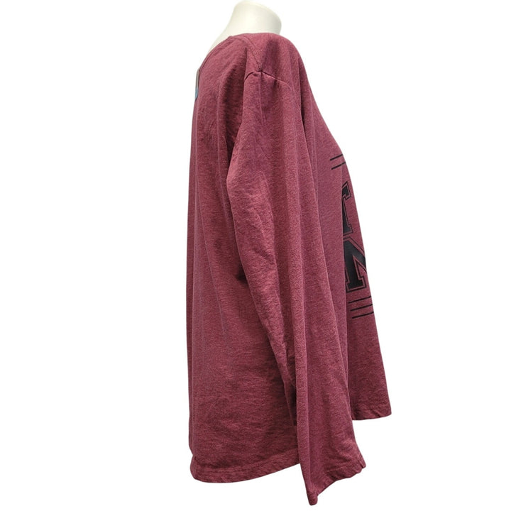 Hand Printed Upcycled Womens 1X In My T-Ball Era Long Sleeve VNeck Tee Shirt
