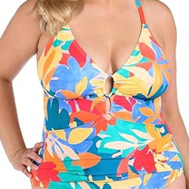 NWT New La Blanca Womens Size 16W Underwire Floral Resort One Piece Swimsuit