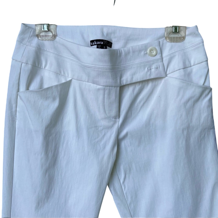 NWT New Takara Juniors Size 9 White Flat Front Rayon Blend Capri Cropped Pants
