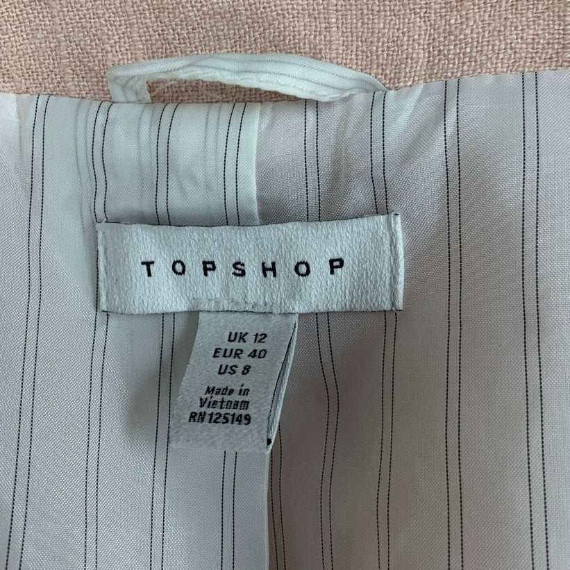 TopShop Womens Size 8 Long Sleeve Button Up Padded Shoulder Blazer w Pockets