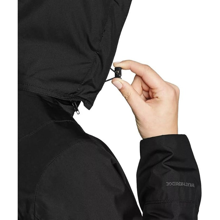 New Eddie Bauer Womens Small Black Girl On The Go Rain Hooded Trench Coat