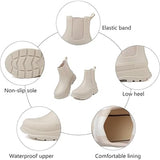 Eyushijia Women Size 9 Off White Tan Pull On Elastic Ankle Short Rain Boot Shoes