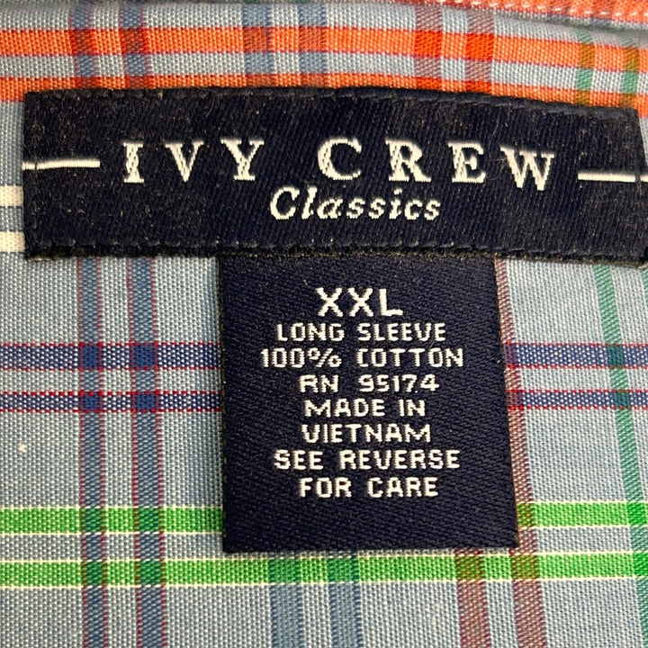 New Ivy Crew Classics Mens XXL Long Sleeve 100% Cotton Plaid Button Down Shirt