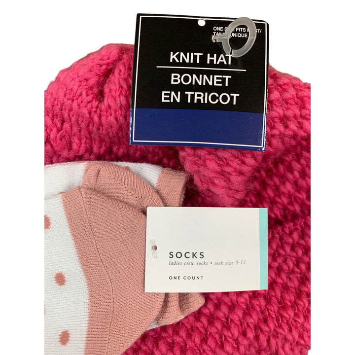 Lot of 3 NWT New Knit Hat Touch Screen Compatible Gloves Polka Dot Socks