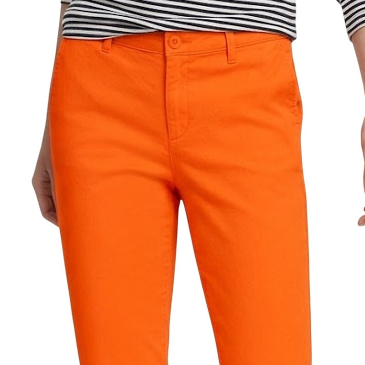 New Eddie Bauer Womens Size 4 Orange Boyfriend Midrise Slim Legend Wash Pants