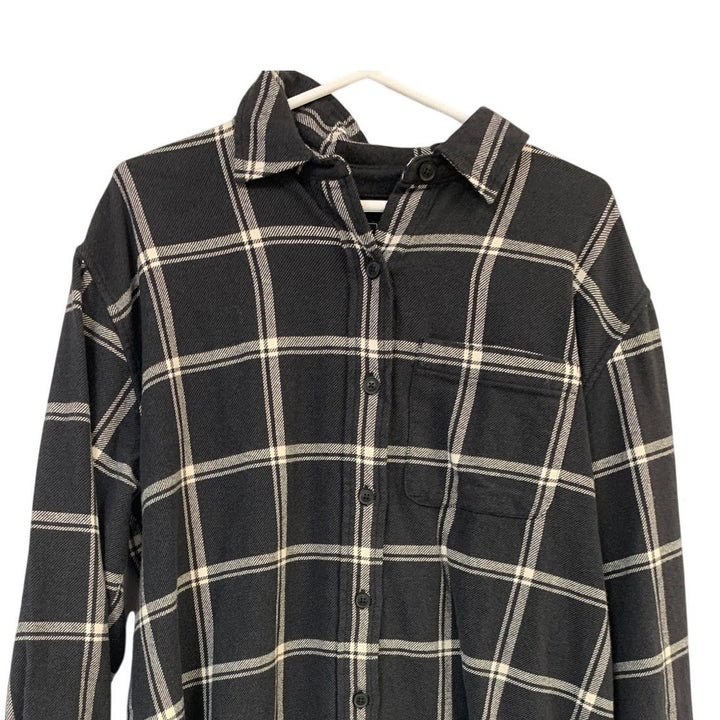 New Eddie Bauer Womens Medium Navy Ballard Flannel Long Sleeve Button Up Shirt