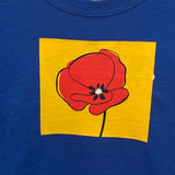 New Hand Printed Upcycled Youth Kids XS Red Poppy Flower Short Sleeve Tee Shirt