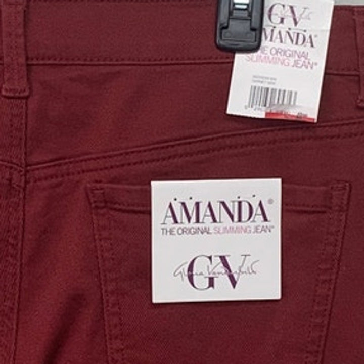 NWT Gloria Vanderbilt Womens Size 12 Amanda Deep Red Slimming Denim Cotton Jeans