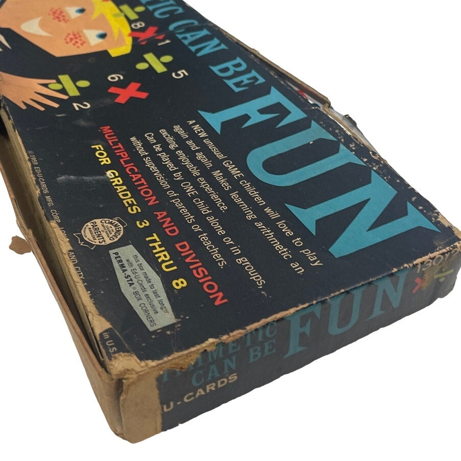 Vintage 1959 Edu Cards Arithmetic Can Be Fun 3-8th Grade Multiplication Game