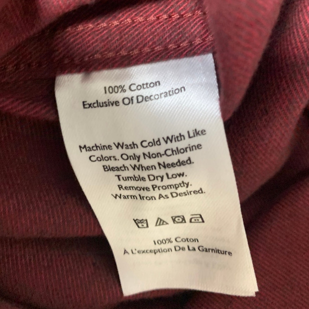 New Eddie Bauer Mens Maroon Long Sleeve Button Up Cotton Field Flannel Shirt