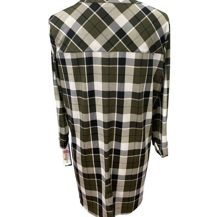New Nygard Womens Medium Long Sleeve Plaid Henley Polyester Blend Shirt Top