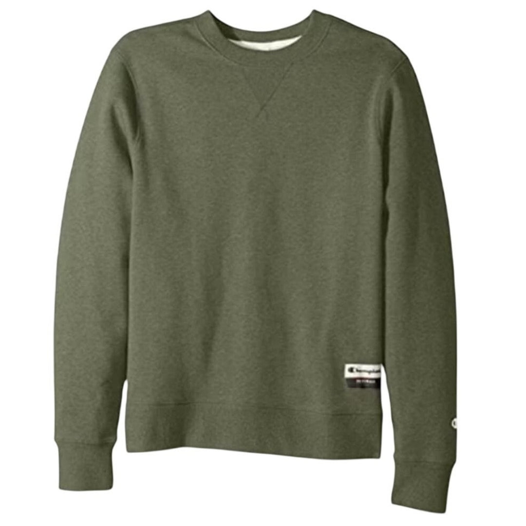 2 New Champion Mens 2XL Army Green Sueded Fleece Pullover Crew Neck Sweatshirts