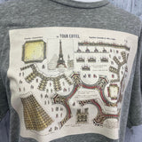 Hand Printed Upcycled Mens XL Vintage Eiffel Tower Paris Architecture Tee Shirt