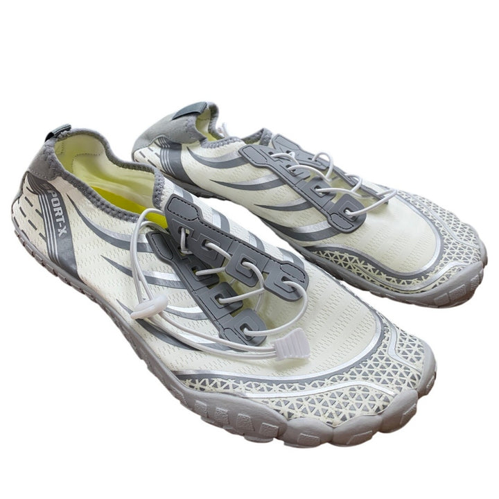 Mens Size 10.5 Silver White Lace Up Quick Dry Barefoot Water Swimming Shoes