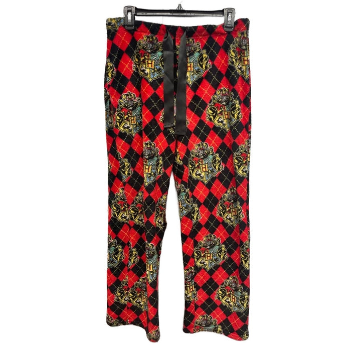 Harry Potter Womens Small Argyle Houses Crest Shield Soft Fleece Pajama Pants