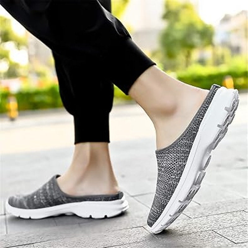 ChicWind Womens 8.5 Gray Open Back SlideOn Breathable Mesh Walking Sneaker Mules