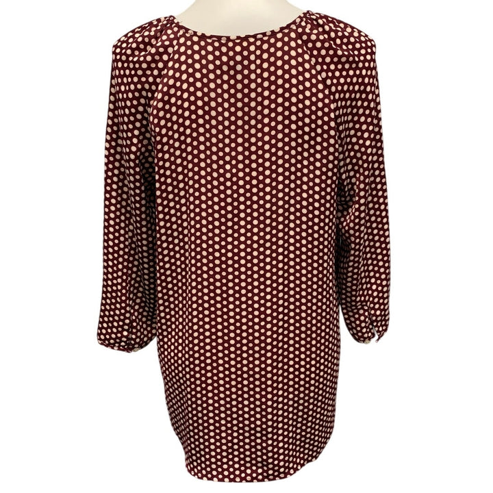 Misoka Womens Maternity Medium PolkaDot Lightweight Long Sleeve Front Tie Blouse