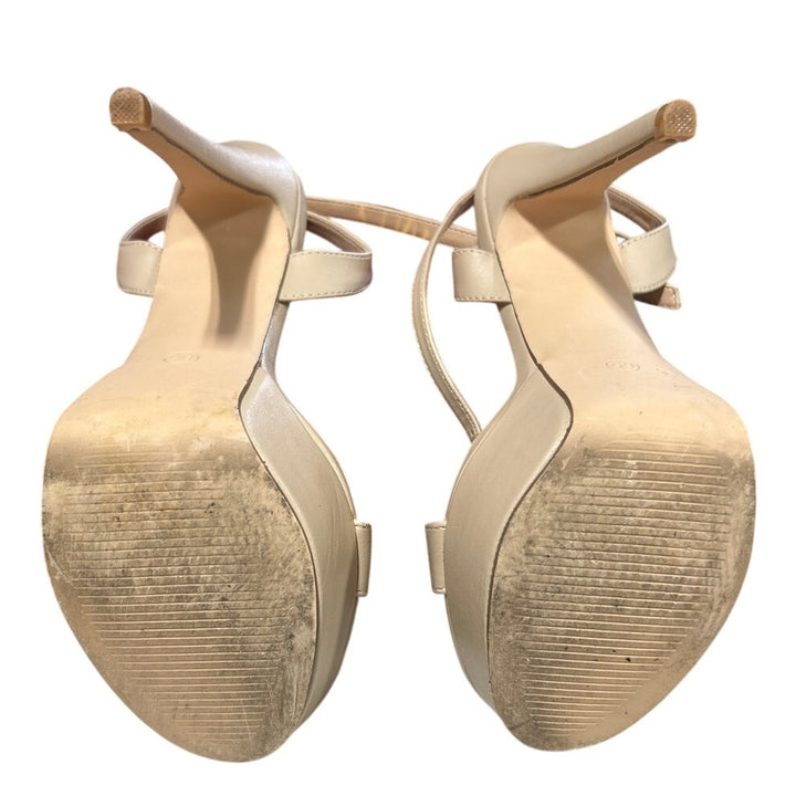 Merumote Womens Size 6.5 Tan 6" Platform Heel Open Toe Ankle Strap Sandal Shoes