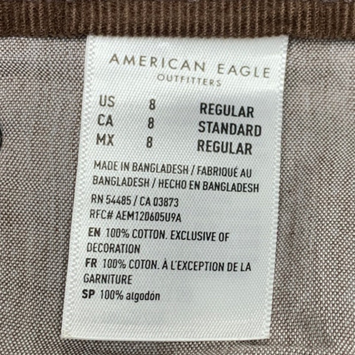 New American Eagle Womens Size 12 Cotton Blend Regular Dark Umber Corduroy Pants