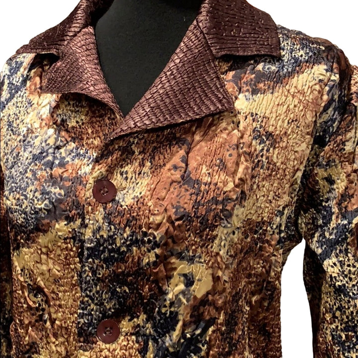 Keke Collection Womens Medium Reversible Animal Print Polyester Button Up Jacket
