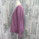 Hand Printed Upcycled Womens XXL Vintage Book Page Butterfly Long Sleeve Tee