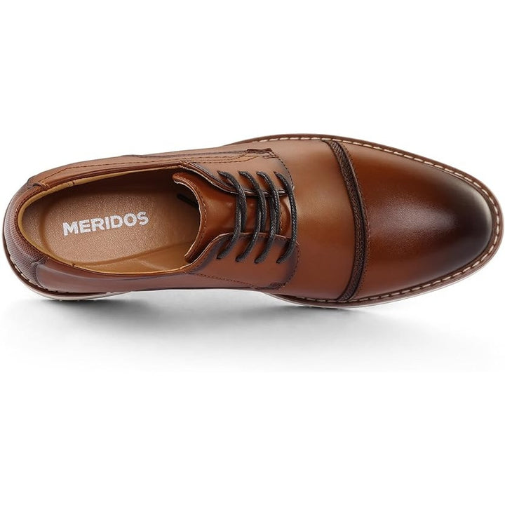 Meridos Mens Size 10 Chestnut Brown Faux Leather Lace Up Wingtip Oxford Shoes