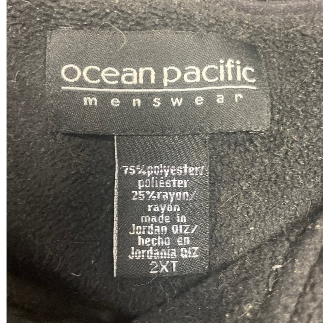 Ocean Pacific Mens 2XT Gray PolyRayon Long Sleeve Quarter Zip Fleece Pullover