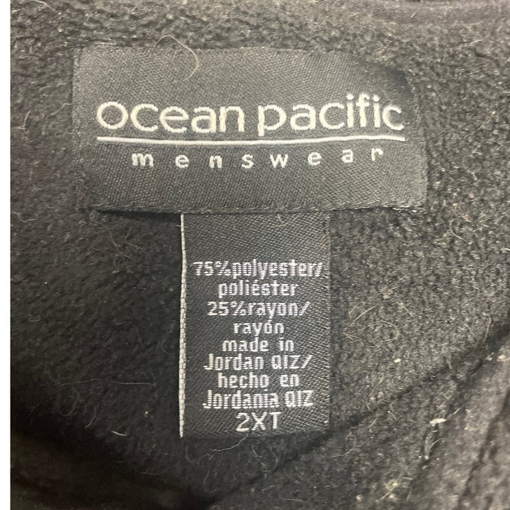 Ocean Pacific Mens 2XT Gray PolyRayon Long Sleeve Quarter Zip Fleece Pullover