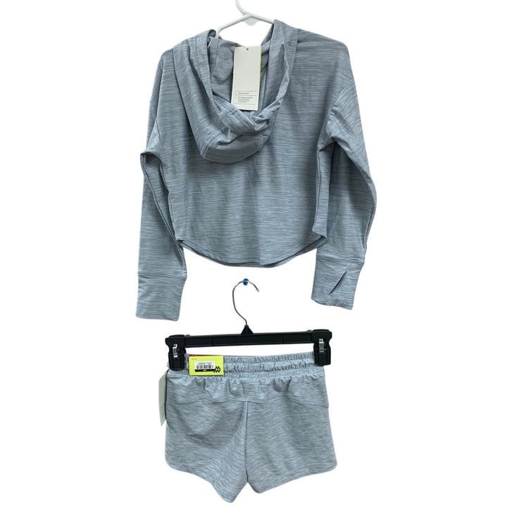 New All In Motion Girls XS (4/5) Elastic Waist Shorts Althletic Hoodie 2PC Set