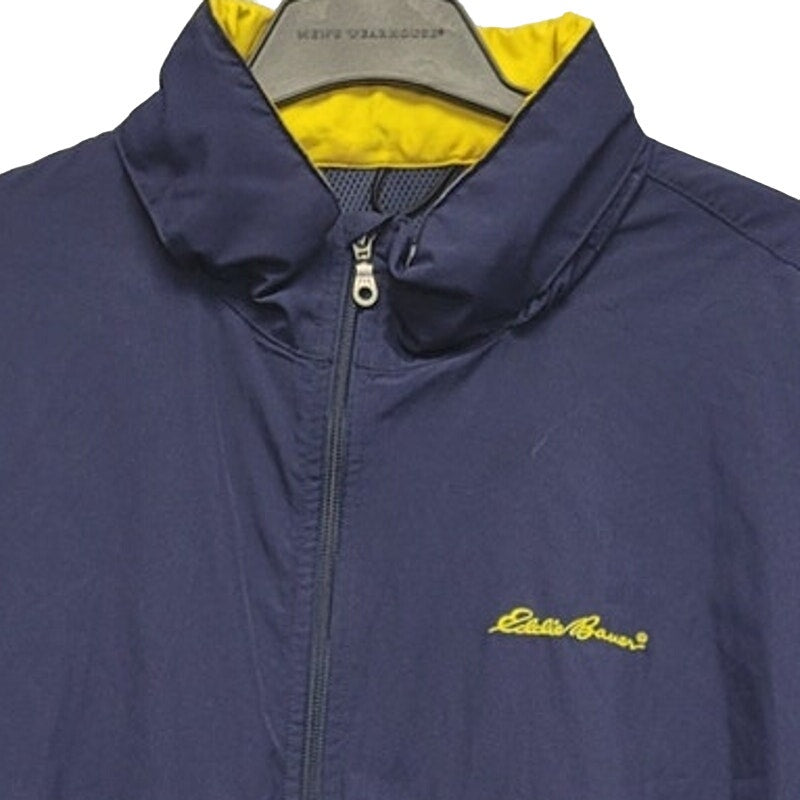 Eddie Bauer Mens XXL Long Sleeve Zip Up Hidden Hood Polyester Windbreaker Jacket