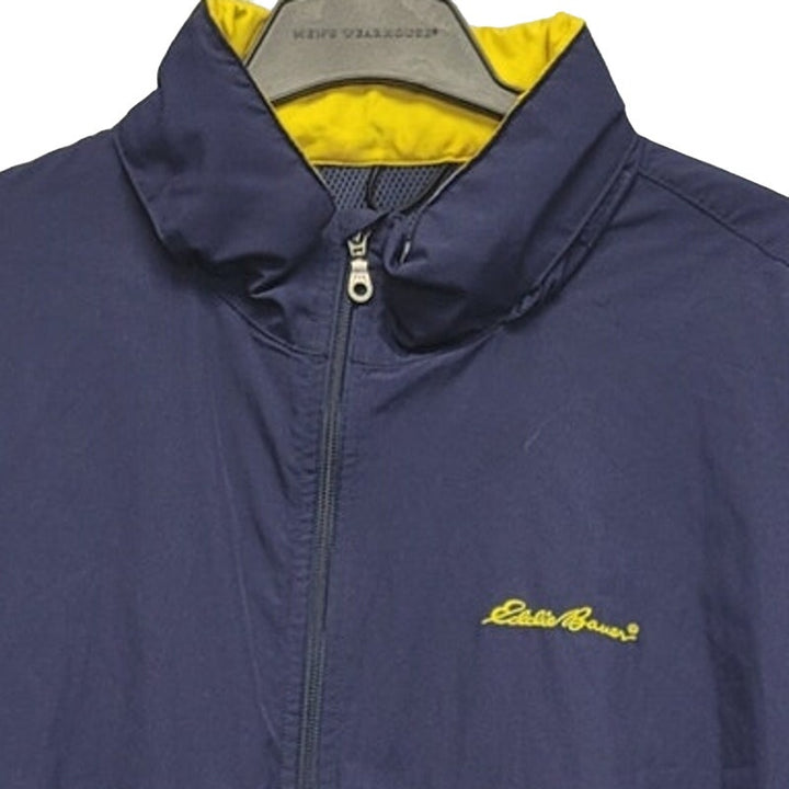 Eddie Bauer Mens XXL Long Sleeve Zip Up Hidden Hood Polyester Windbreaker Jacket