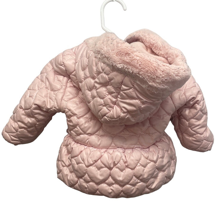 Rothschild 6-9 Months Light Pink 100% Polyester Lined Heart Puffer Coat