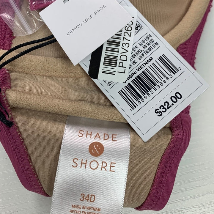 NWT New Shade &amp; Shore Womens 34D Crochet Strapless or Strap Bikini Top ONLY