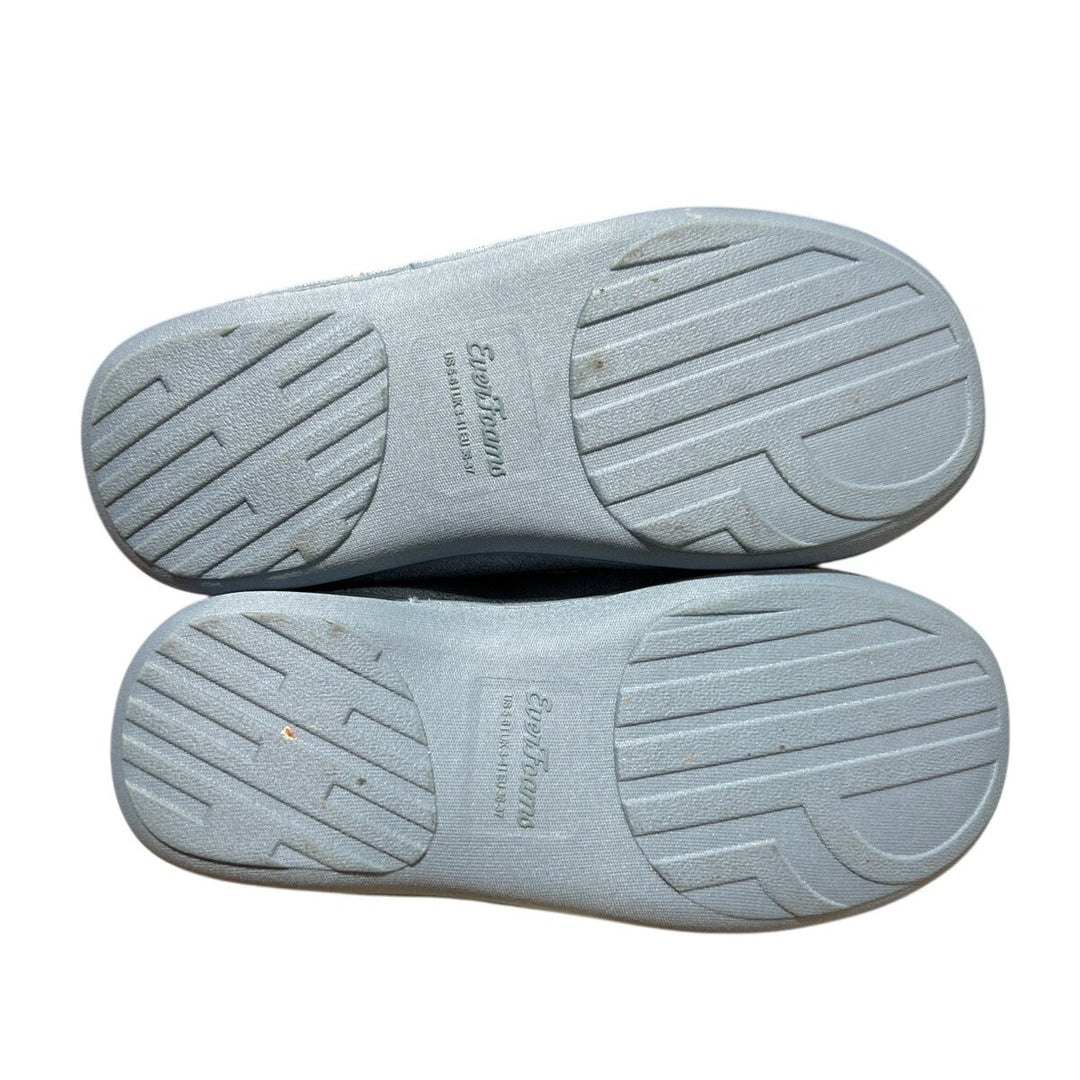 EverFoams Womens Size 5/6 Blue Microsuede Cozy Memory Foam Warm Winter Slippers
