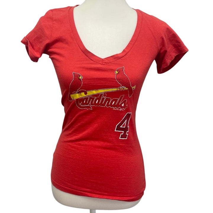 Genuine Merchandise Womens Small Molina Cardinals Short Sleeve V Neck Tee Shirt