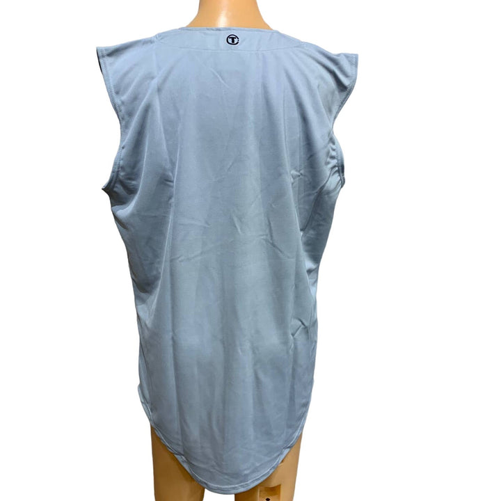 New Tag Team Uniform Adult Large Gray Button Down Baseball Sleeveless Jersey