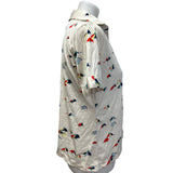 Vintage Womens Large Bird Short Sleeve Collared Polyester Polo Top Blouse