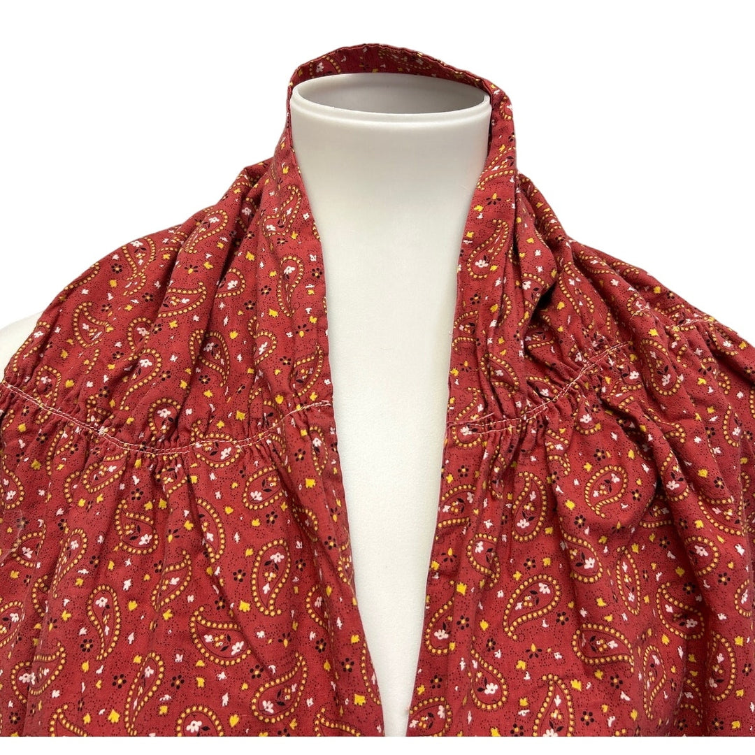 Vintage Handmade Cottagecore Calico Paisley Shawl Wrap with Pockets