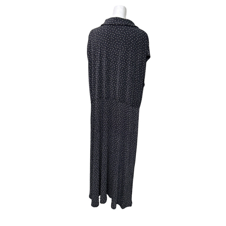 NWT New Vikki VI Womens 2X Sleeveless Front Button Square Dot Pattern Midi Dress