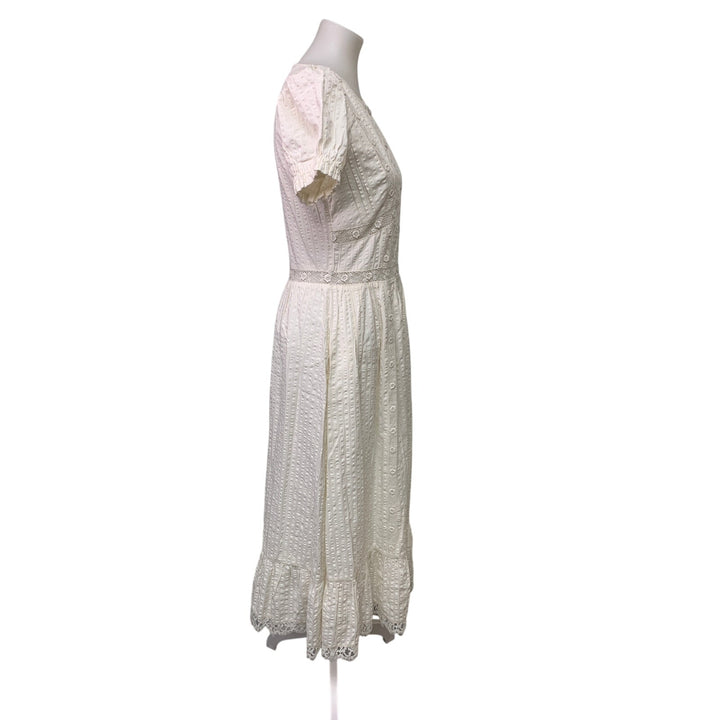 New Aerie Womens Small White Front Button Floral Lace Short Sleeve Dress