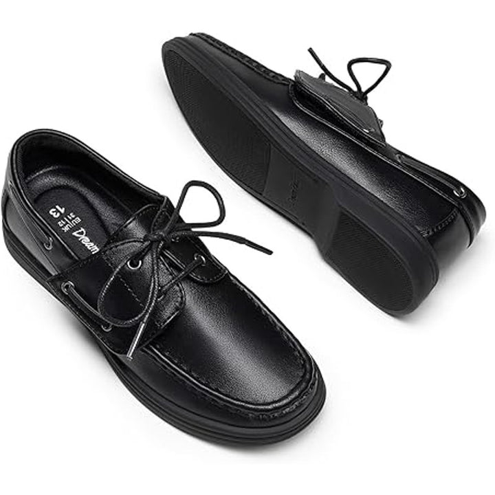New Dream Pairs Little Boys Size 11 Black Faux Leather Slip On Dressy Boat Shoes