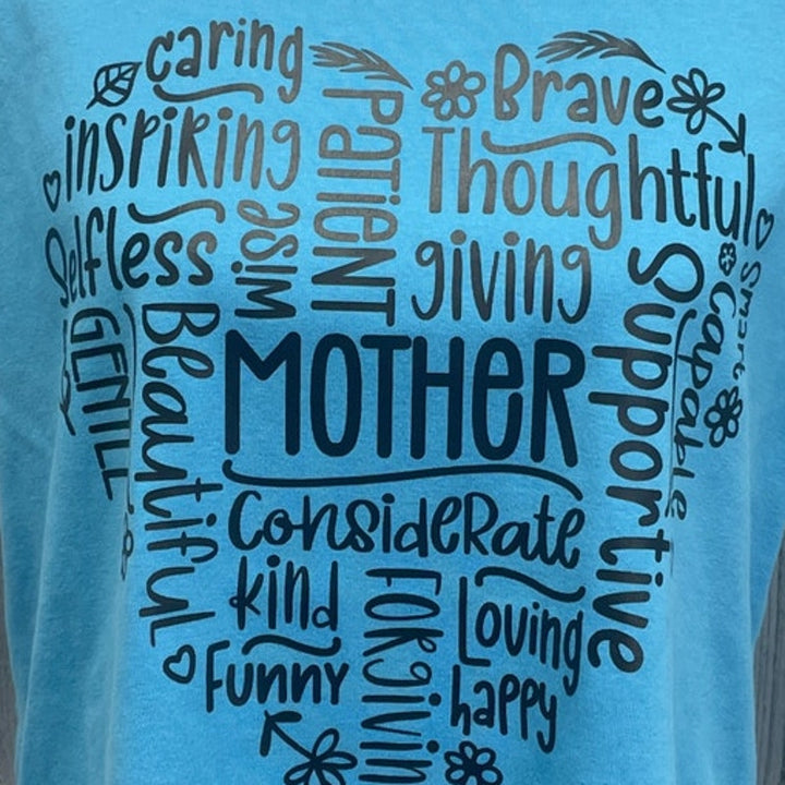 Hand Printed Upcycled Womens XXL Mothers Day Love Caring Happy Forgiving Tee
